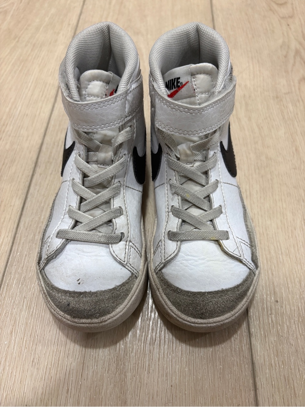 Nike Kids White, Black and Gray High-Top Sneakers